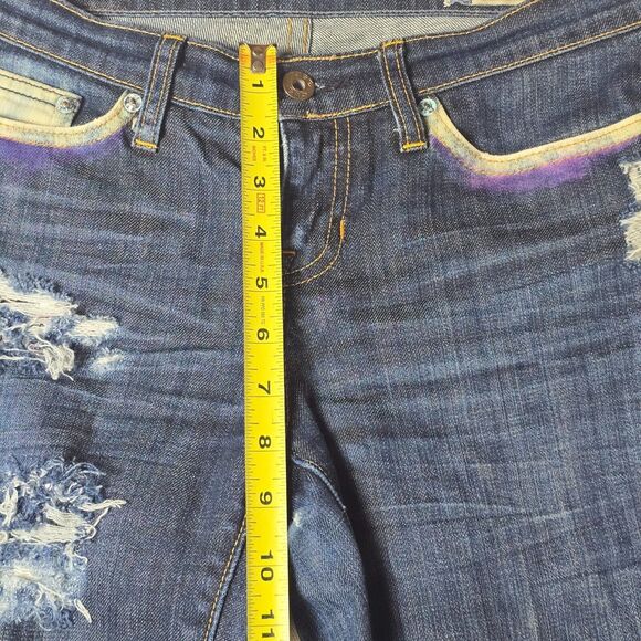 GAP 1969 Vintage Boot Cut Stretch Jeans - Women’s Size 2R, Dark Wash, Distressed - Picture 5 of 16